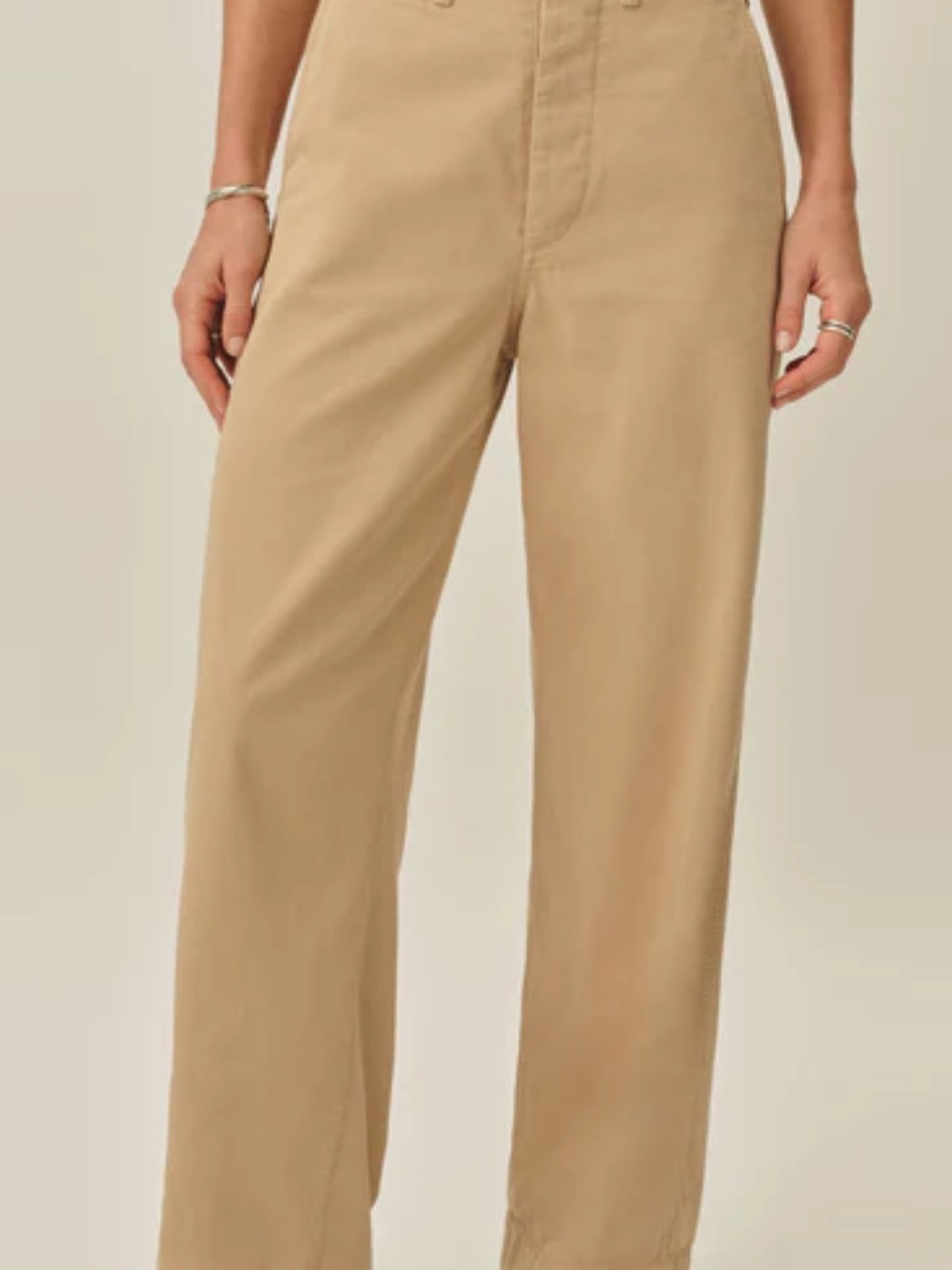 Buck Mason High-Rise Wide Leg Pants in Tan